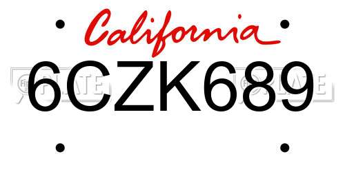 6CZK689 California License Plate