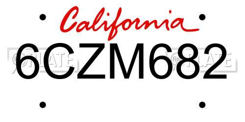 6CZM682 California License Plate