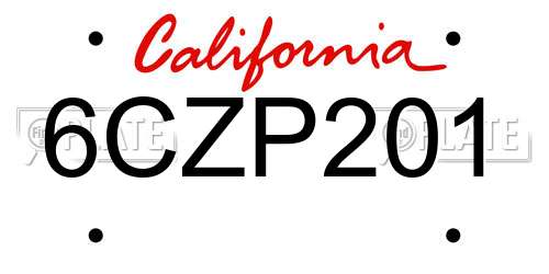 6CZP201 California License Plate