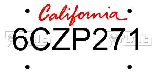 6CZP271 California License Plate