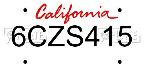 6CZS415 California License Plate