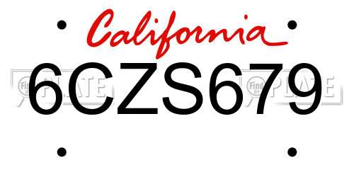 6CZS679 California License Plate