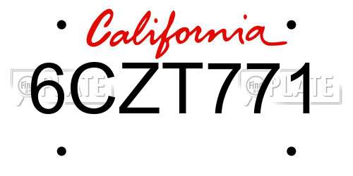 6CZT771 California License Plate