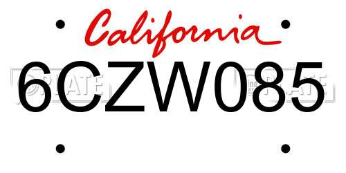 6CZW085 California License Plate