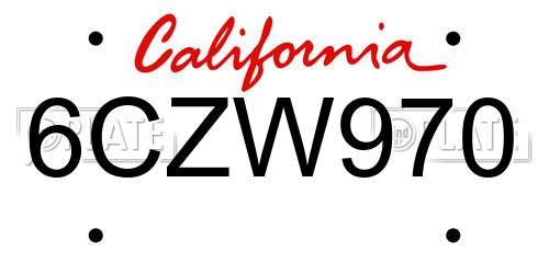 6CZW970 California License Plate