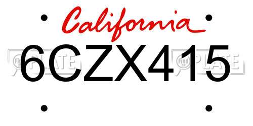 6CZX415 California License Plate