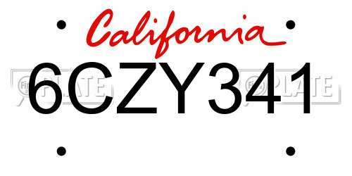 6CZY341 California License Plate