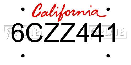6CZZ441 California License Plate