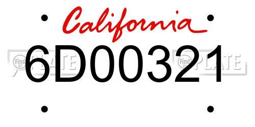6D00321 California License Plate
