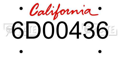 6D00436 California License Plate