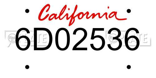 6D02536 California License Plate