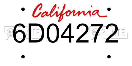 6D04272 California License Plate
