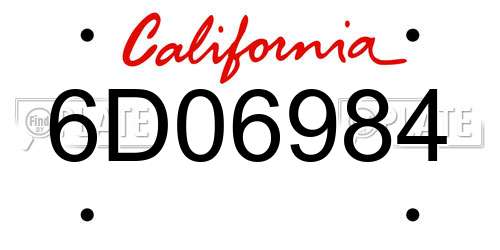 6D06984 California License Plate