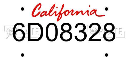 6D08328 California License Plate