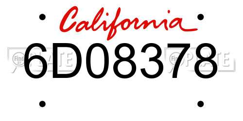 6D08378 California License Plate