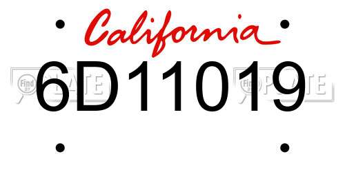 6D11019 California License Plate