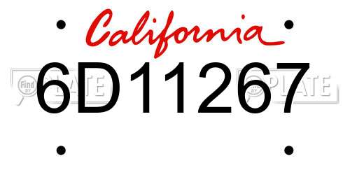 6D11267 California License Plate