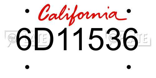 6D11536 California License Plate