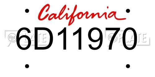 6D11970 California License Plate