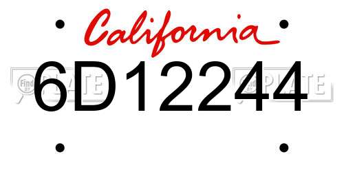 6D12244 California License Plate