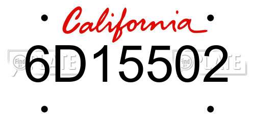 6D15502 California License Plate