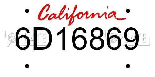 6D16869 California License Plate