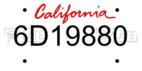 6D19880 California License Plate