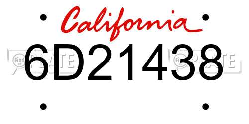 6D21438 California License Plate
