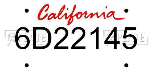 6D22145 California License Plate