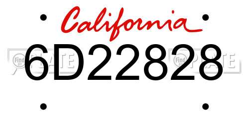 6D22828 California License Plate