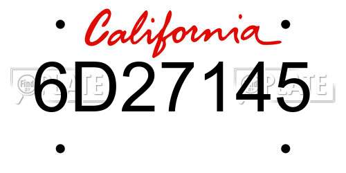 6D27145 California License Plate