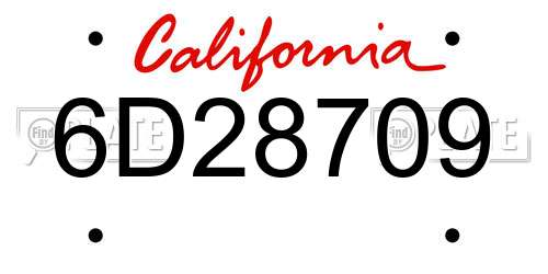 6D28709 California License Plate
