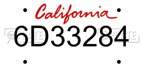 6D33284 California License Plate