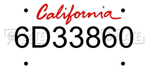 6D33860 California License Plate