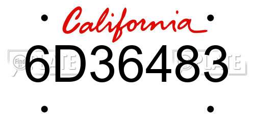 6D36483 California License Plate
