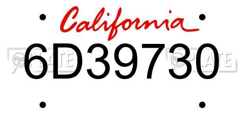 6D39730 California License Plate