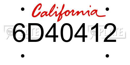 6D40412 California License Plate