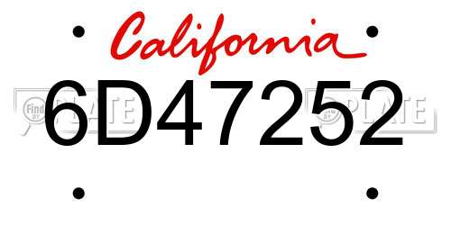 6D47252 California License Plate