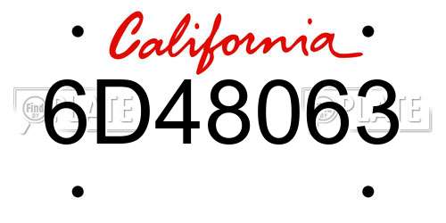 6D48063 California License Plate