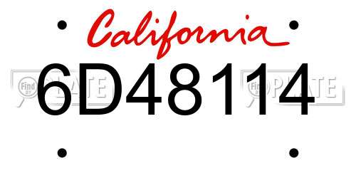 6D48114 California License Plate
