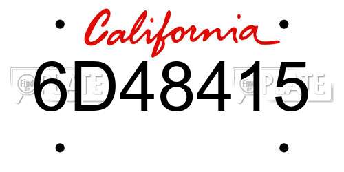 6D48415 California License Plate