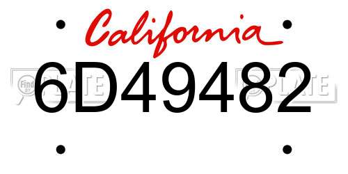 6D49482 California License Plate
