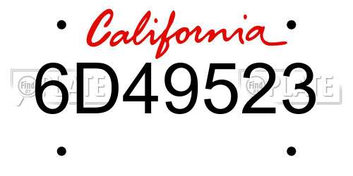 6D49523 California License Plate