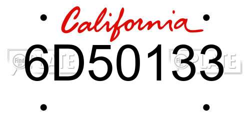 6D50133 California License Plate