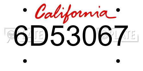 6D53067 California License Plate