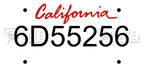 6D55256 California License Plate