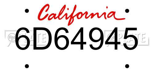 6D64945 California License Plate