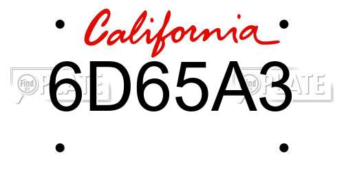 6D65A3 California License Plate