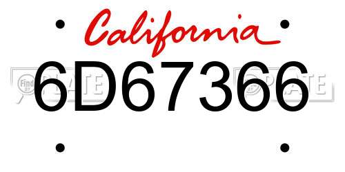 6D67366 California License Plate