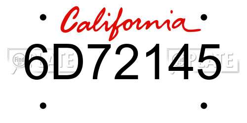 6D72145 California License Plate